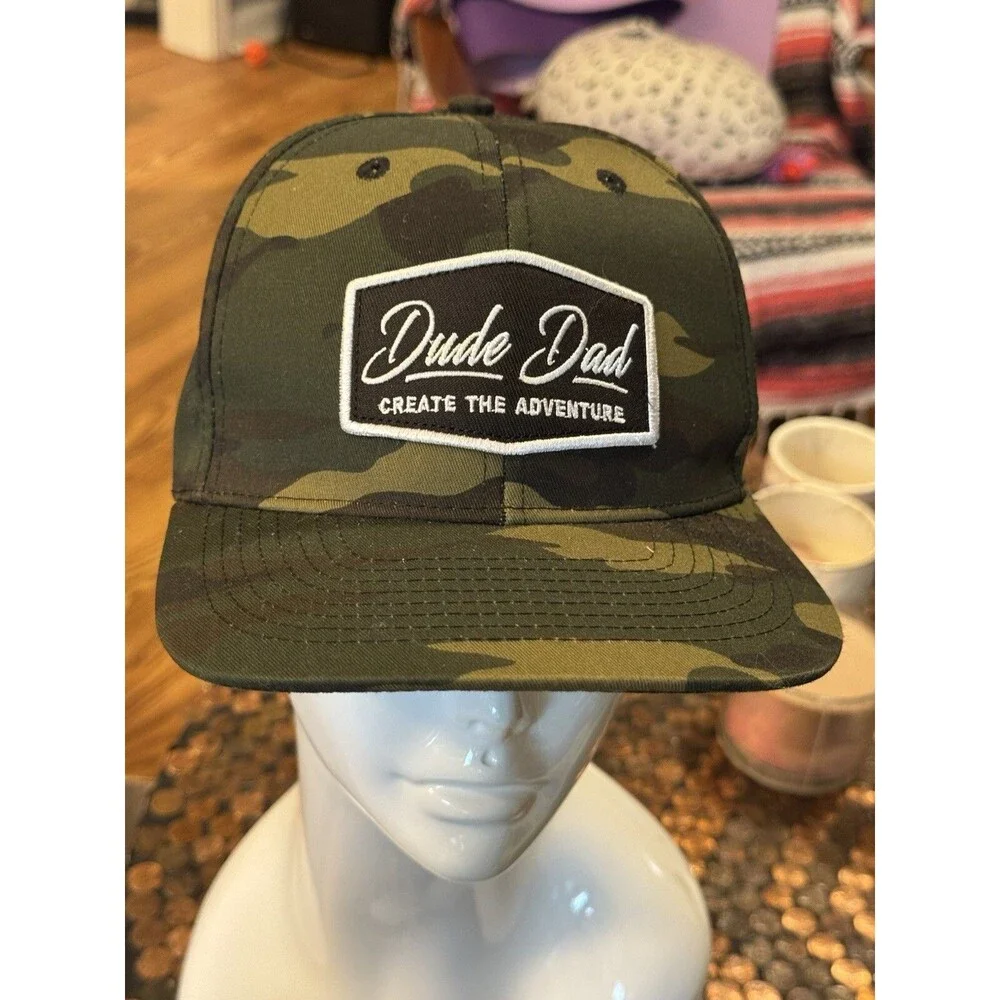 Dude Dad Create The Adventure Camo Snap Back Hat Cap-One Size Fits All